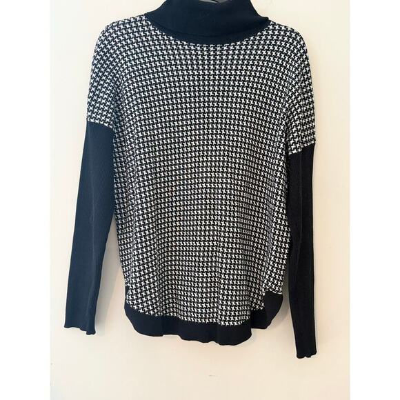 Michael Kors Women’s Size L Turtleneck Cotton Blend Sweater in Black/White - Picture 1 of 11